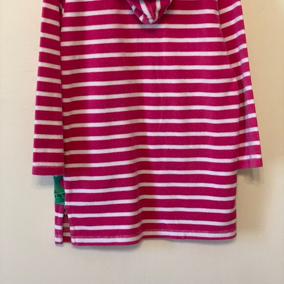 Boden 7-8Y Girls long sleeve hoodie stripe turtle white pink animal cozy comfy - Picture 7 of 7